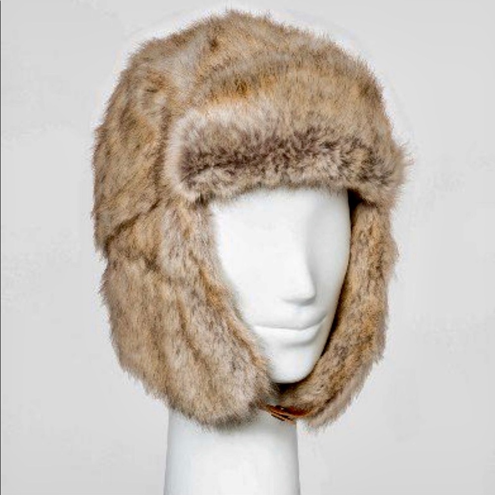 New gorgeous brown faux fur trapper hat